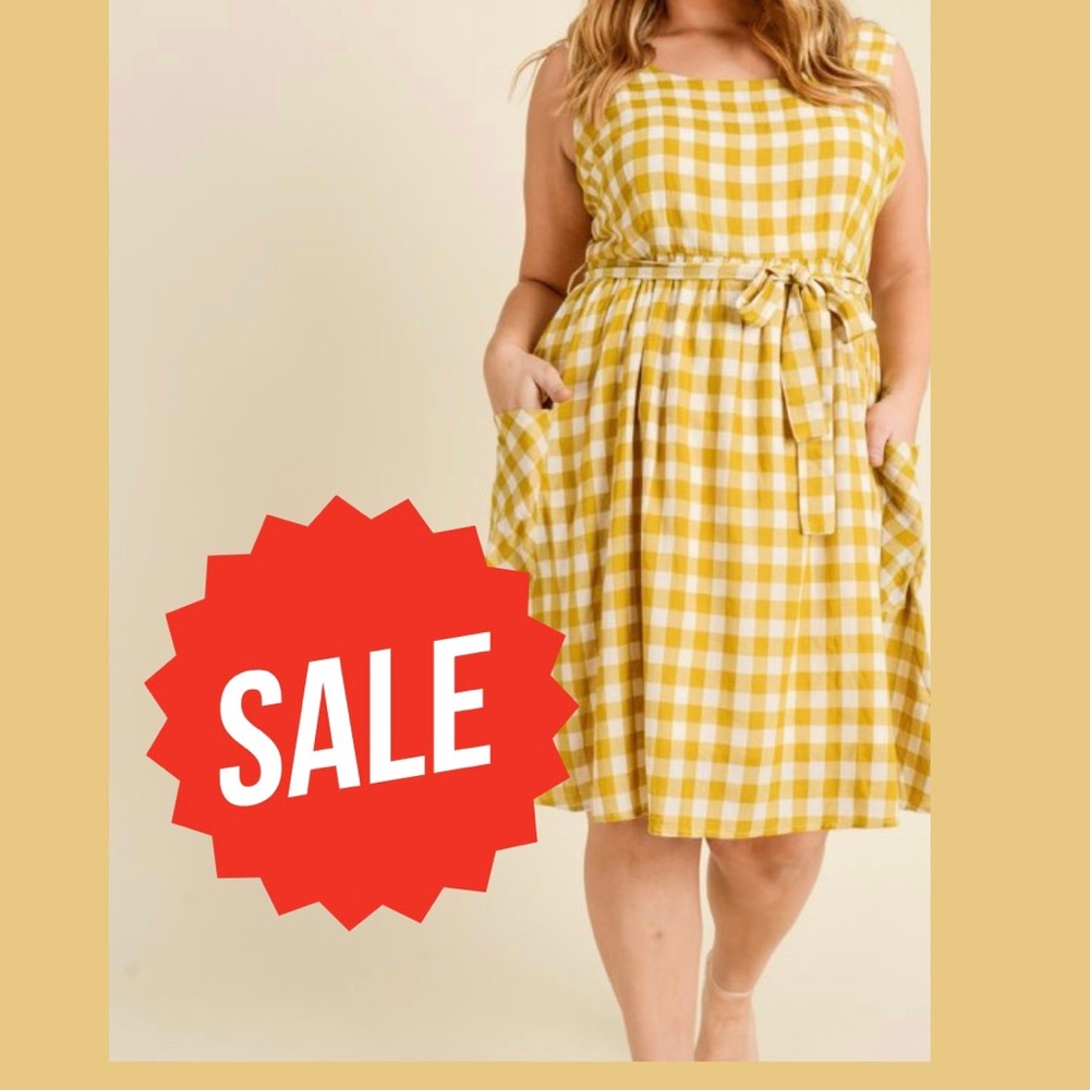 Gilli Clothing Yellow and White Checkered Dress 1X